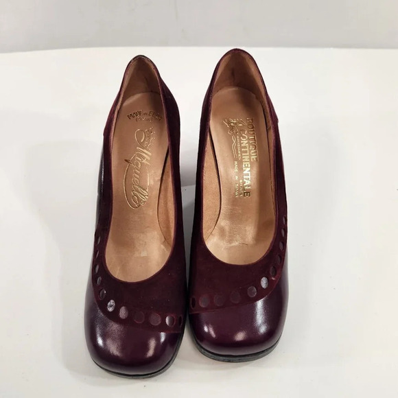 Vintage Leather Closed Toe Pumps Spain  Size 5 Wine Red - Picture 2 of 13